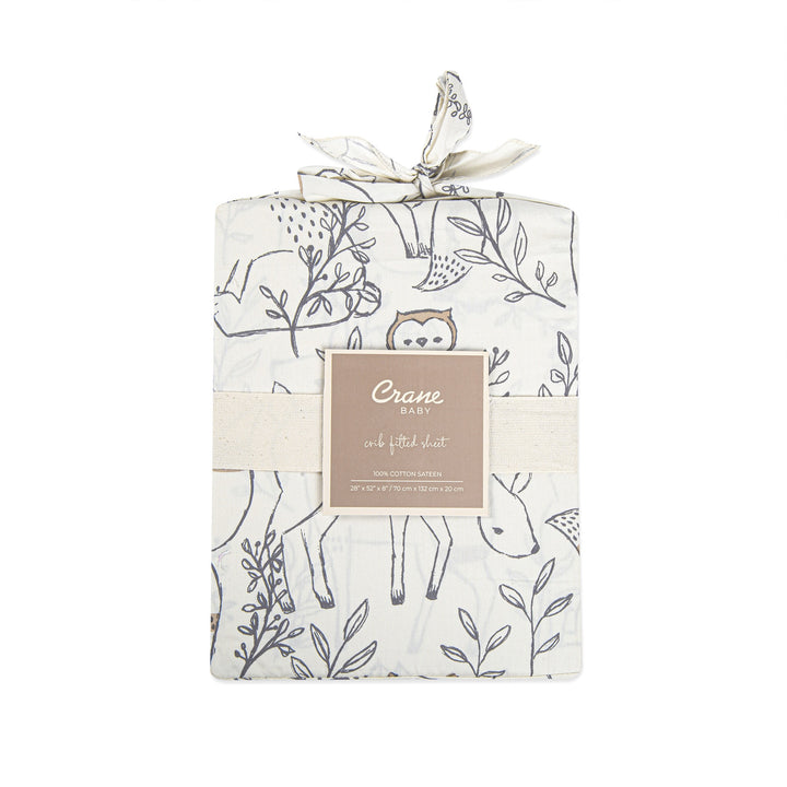 Crane Fitted Crib Sheet Ezra Woodland