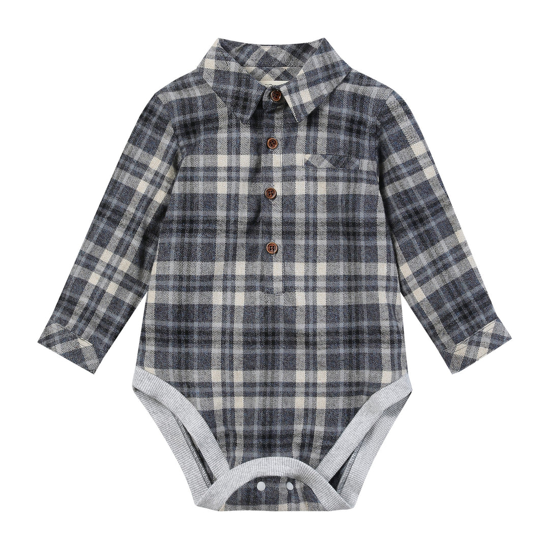 Me &amp; Henry Jasper Woven Onesie (Blue/Beige)