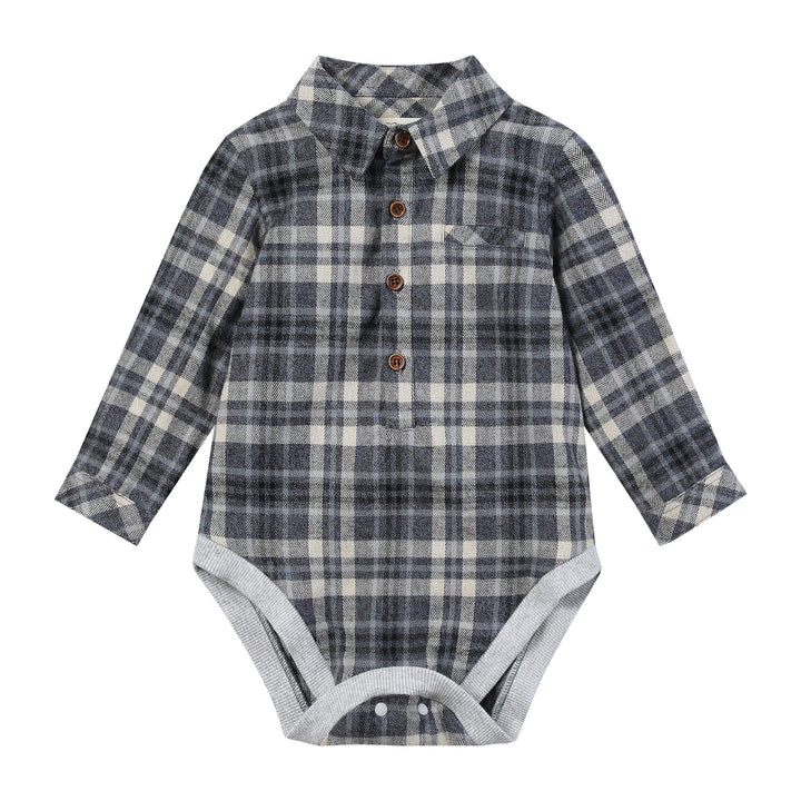 Me &amp; Henry Jasper Woven Onesie (Blue/Beige)