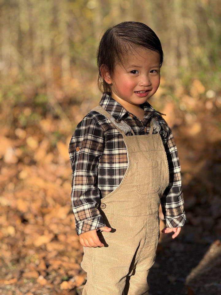 Me &amp; Henry Gentry Woven Overalls (Beige Moleskin)