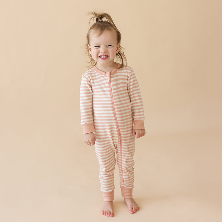 Parade 2-Way Zip Romper (Dusty Pink Stripe)