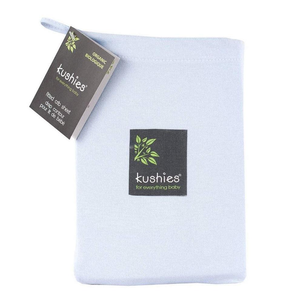 Kushies Organic Jersey Fitted Crib Sheet-Nursery-Kushies-Blue-003782 BL-babyandme.ca