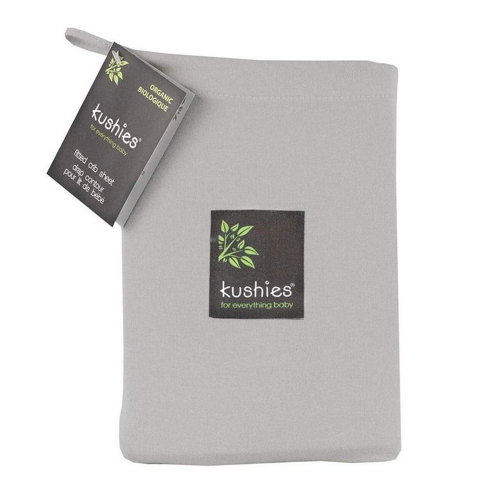 Kushies Organic Jersey Fitted Crib Sheet-Nursery-Kushies-Grey-003782 GY-babyandme.ca