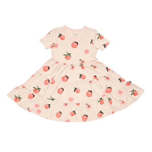 Kyte Baby Short Sleeve Tiered Dress (Peach)-Apparel-Kyte Baby--babyandme.ca