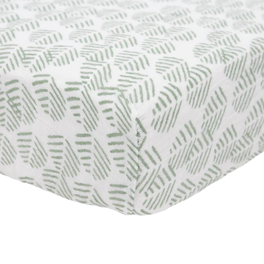 Little Unicorn Cotton Muslin Crib Sheet (Leaf Motif)-Nursery-Little Unicorn-026111 LM-babyandme.ca