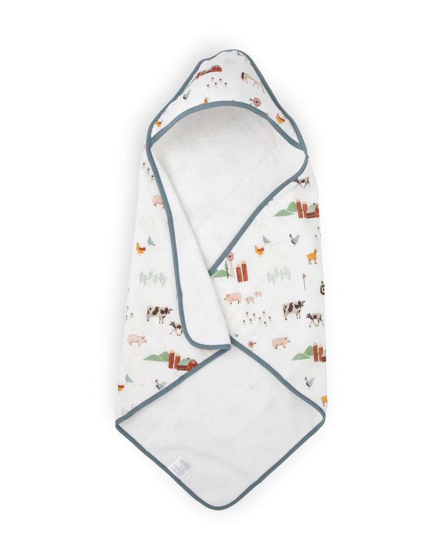 Little Unicorn Infant Hooded Towel (Farmyard)-Bath-Little Unicorn-031772 FYD-babyandme.ca