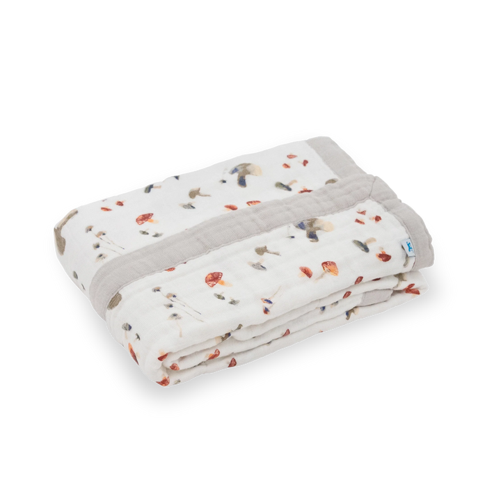 Little Unicorn Cotton Muslin Baby Quilt (Mushrooms)