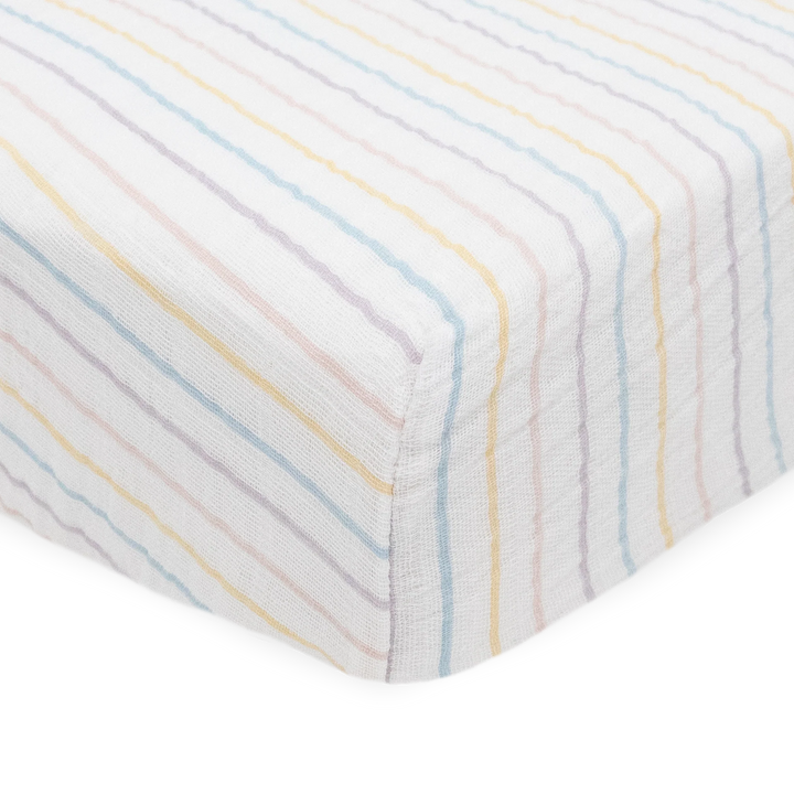 Little Unicorn Cotton Muslin Crib Sheet (Unicorn Stripe)
