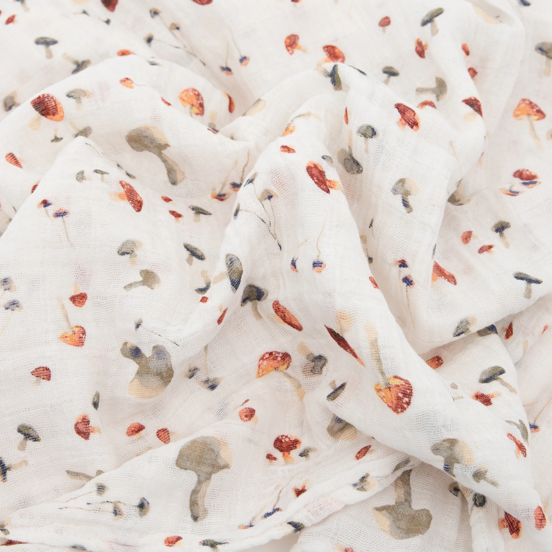 Little Unicorn Cotton Muslin Single Swaddle (Mushrooms)