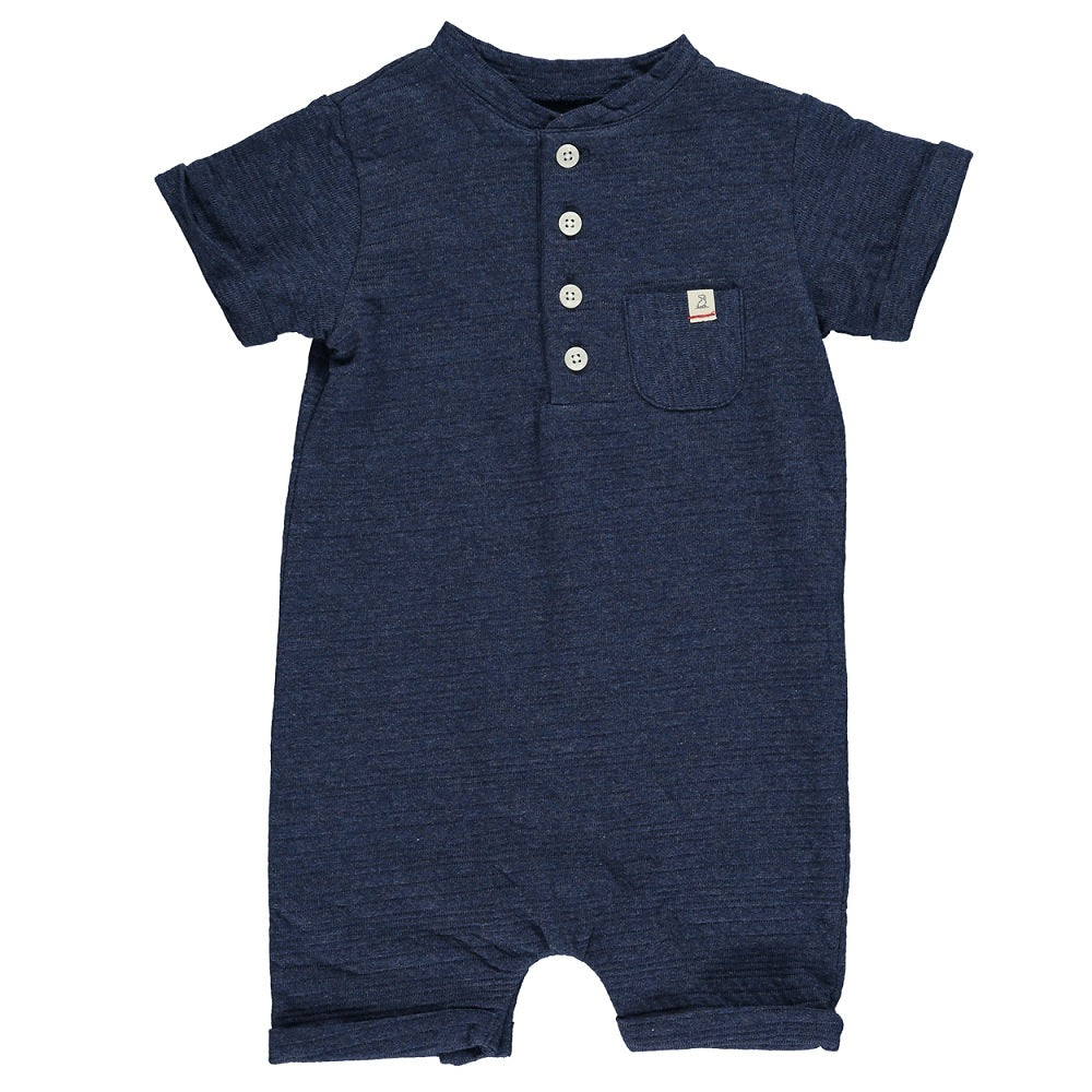 Me & Henry Camborne Henley Romper (Navy Ribbed)-Apparel-Me & Henry--babyandme.ca
