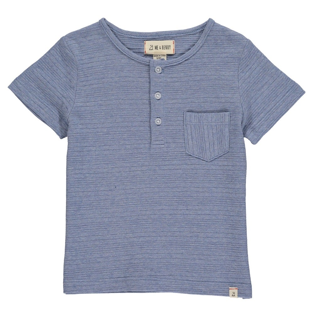 Me & Henry Dodger Henley (Blue Ribbed)-Apparel-Me & Henry--babyandme.ca