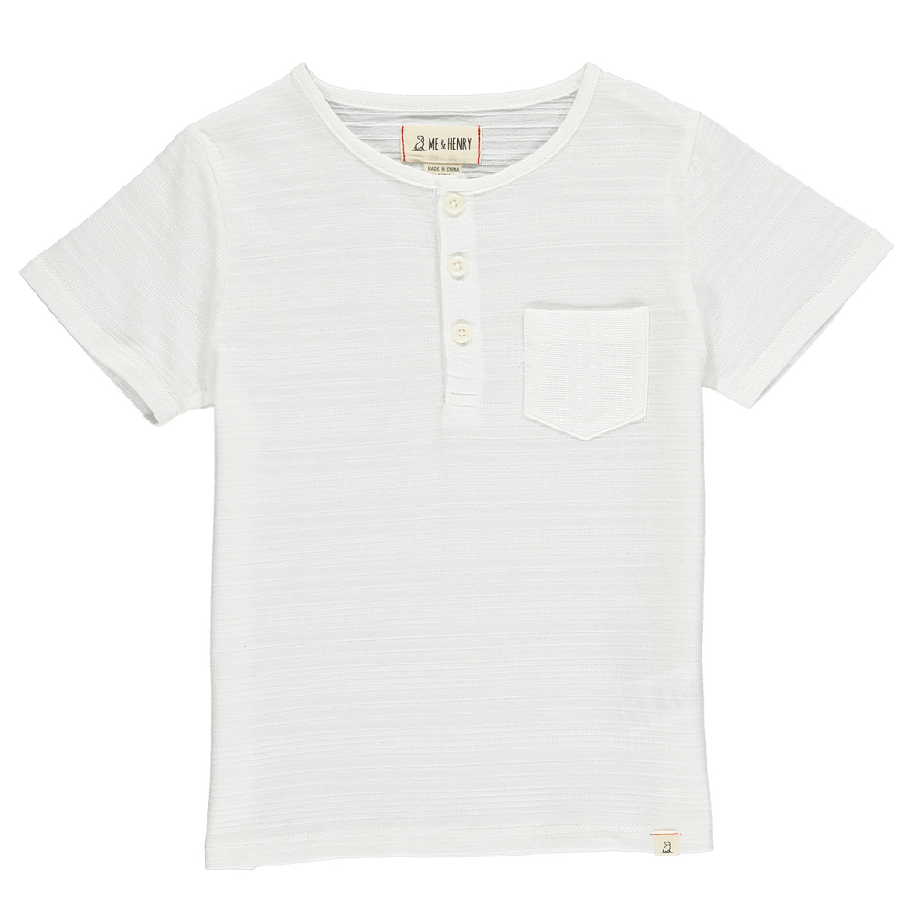 Me & Henry Dodger Henley (White Ribbed)-Apparel-Me & Henry--babyandme.ca