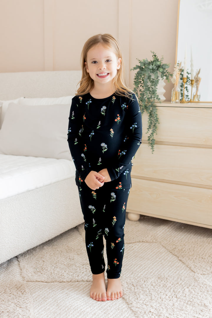 Kyte Baby Long Sleeve Pajamas (Midnight Wildflower)