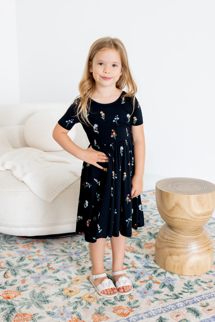 Kyte Baby Twirl Dress (Midnight Wildflower)