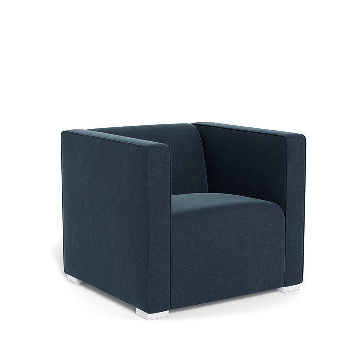 Monte Cub Chair (White Base) SPECIAL ORDER-Nursery-Monte Design-Brushed Cotton-Linen: Midnight Blue-031623 WH BL-babyandme.ca