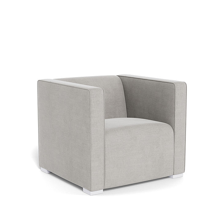 Monte Cub Chair (White Base) SPECIAL ORDER-Nursery-Monte Design-Brushed Cotton-Linen: Smoke-031623 WH SM-babyandme.ca