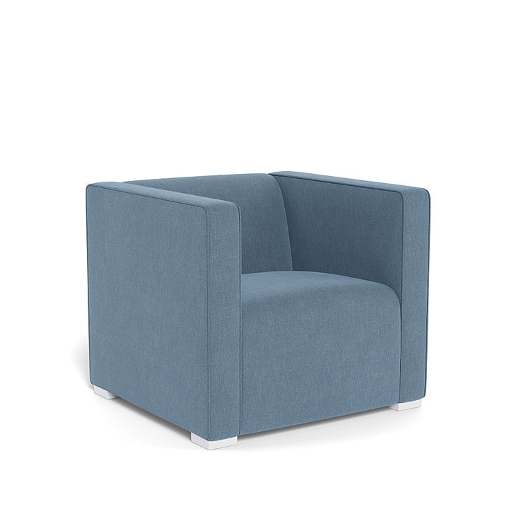 Monte Cub Chair (White Base) SPECIAL ORDER-Nursery-Monte Design-Performance Heathered: Denim Blue-031623 WH DB-babyandme.ca