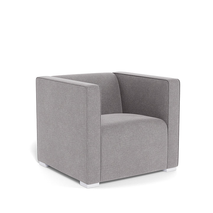 Monte Cub Chair (White Base) SPECIAL ORDER-Nursery-Monte Design-Performance Heathered: Pebble Grey-031623 WH PB-babyandme.ca