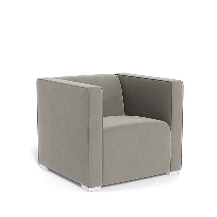 Monte Cub Chair (White Base) SPECIAL ORDER-Nursery-Monte Design-Performance Velvet: Mineral Grey Velvet-031623 WH GV-babyandme.ca