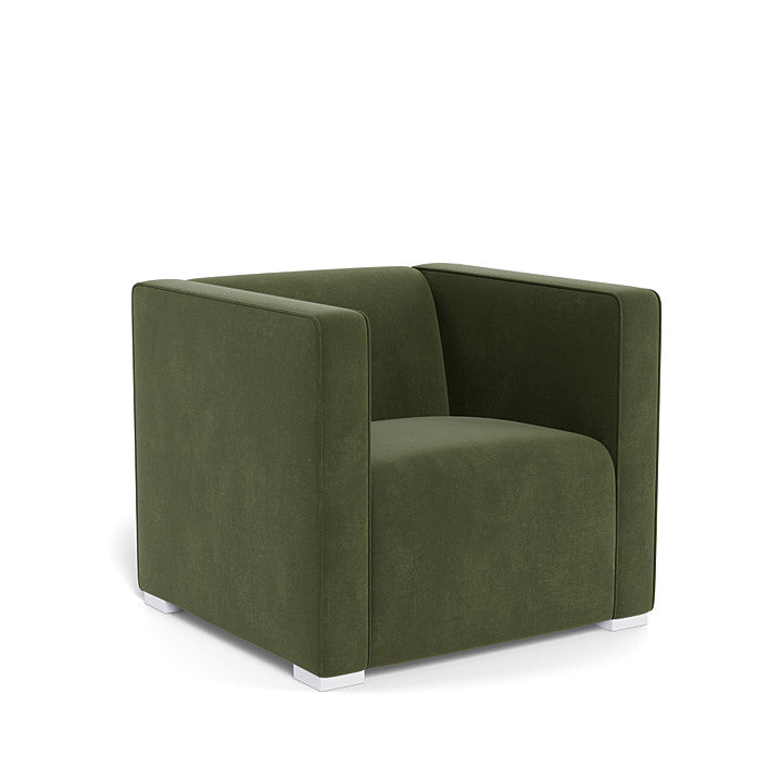 Monte Cub Chair (White Base) SPECIAL ORDER-Nursery-Monte Design-Performance Velvet: Moss Green Velvet-031623 WH MV-babyandme.ca