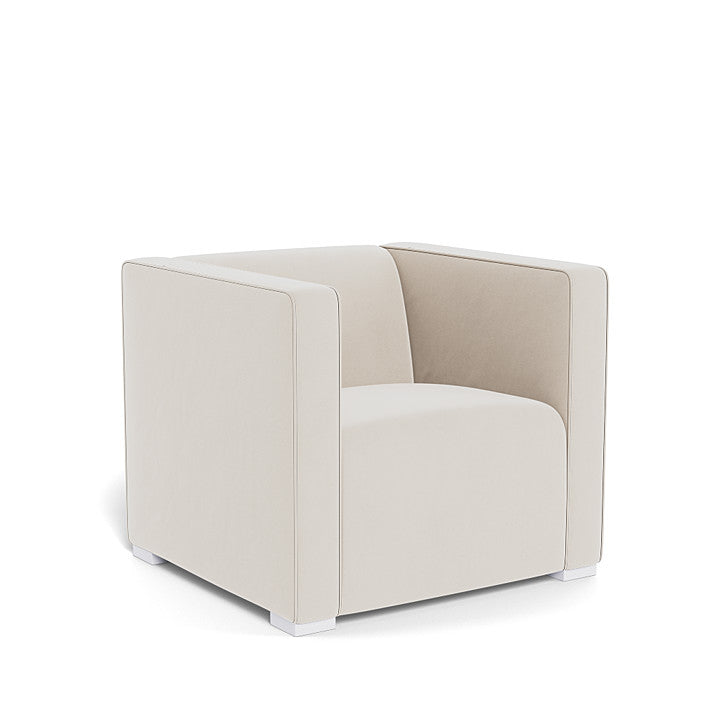 Monte Cub Chair (White Base) SPECIAL ORDER-Nursery-Monte Design-Performance Velvet: Stone Velvet-031623 WH SV-babyandme.ca
