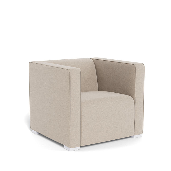Monte Cub Chair (White Base) SPECIAL ORDER-Nursery-Monte Design-Premium Wool: Oatmeal Italian Wool-031623 WH OM-babyandme.ca