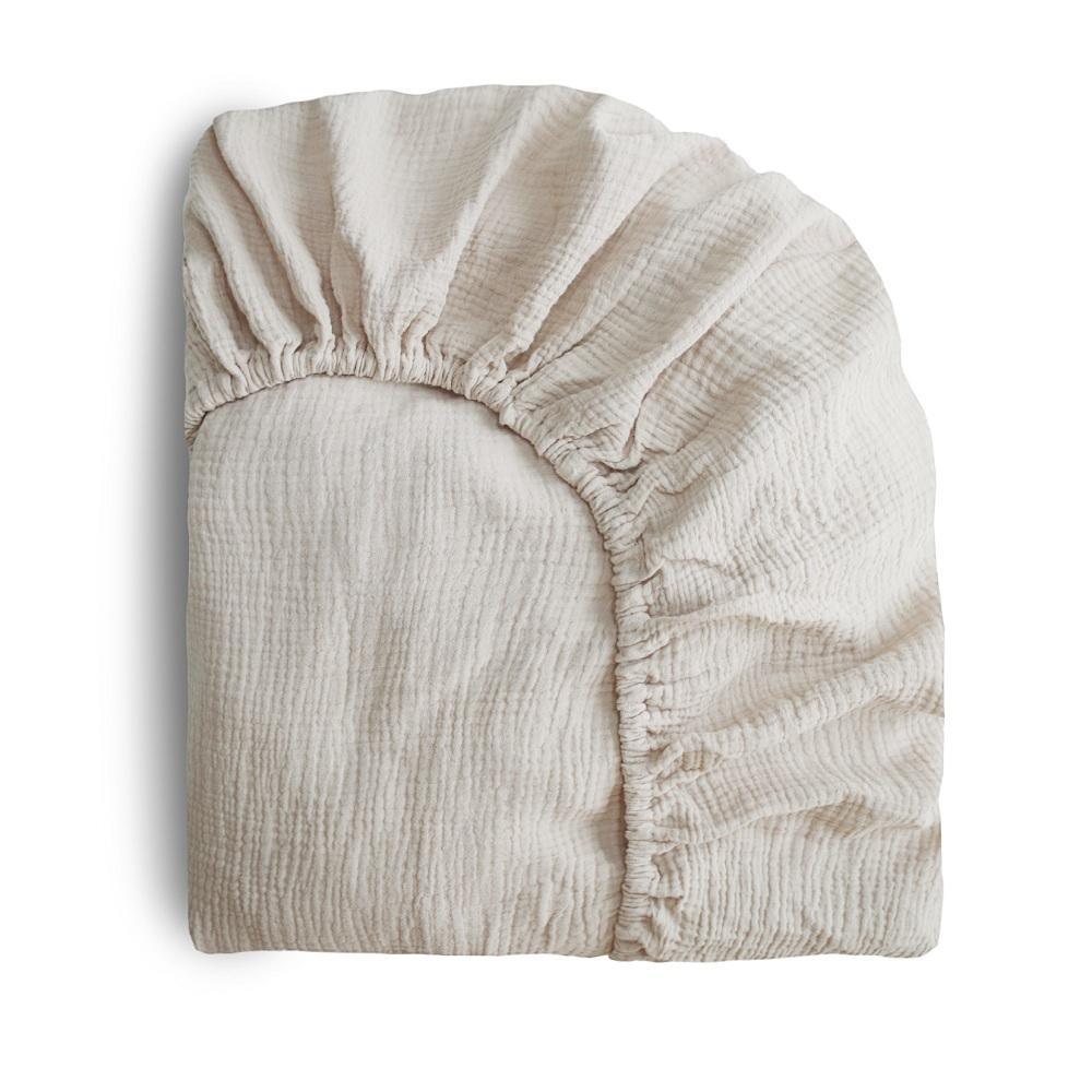 Mushie Extra Soft Muslin Crib Sheet (Fog)-Nursery-Mushie-030465 FO-babyandme.ca