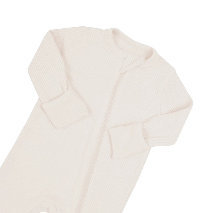 Kyte Baby Ribbed Zipper Romper (Oat)