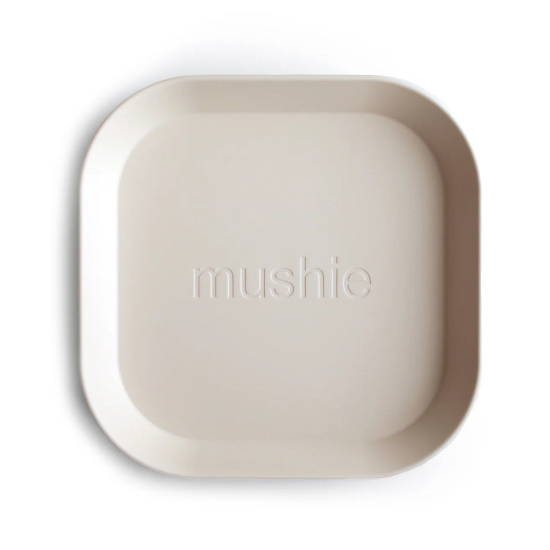 Mushie Square Dinnerware Plates 2-Pack (Ivory)