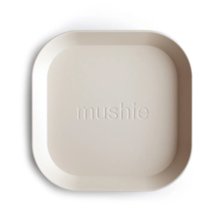 Mushie Square Dinnerware Plates 2-Pack (Ivory)