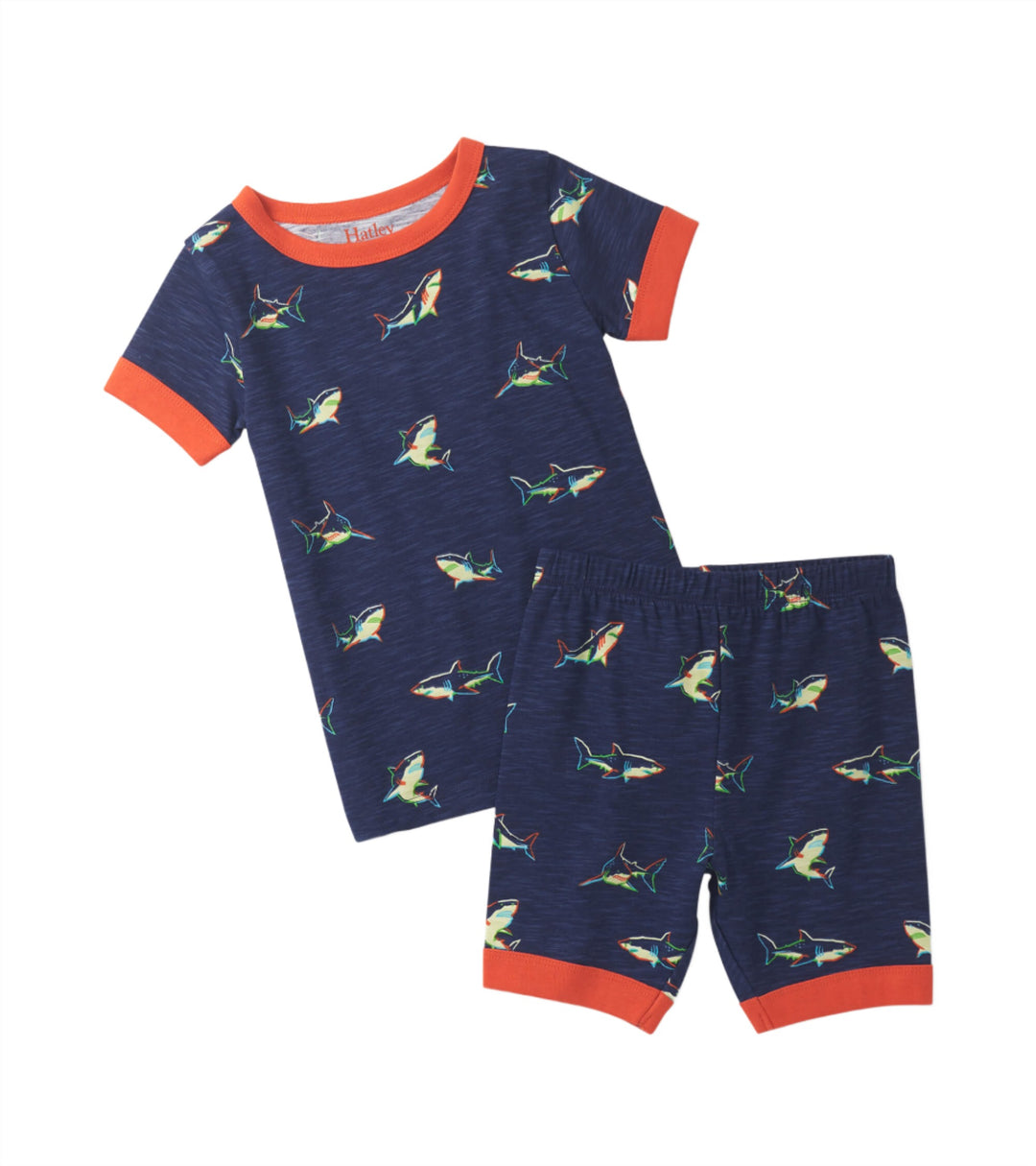 Hatley Short PJ Set (Glow Sharks)