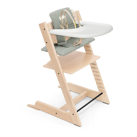 Stokke® Tripp Trapp® High Chair & Cushion with Stokke Tray (Natural/Glacier)-Feeding-Stokke-027570 NG-babyandme.ca