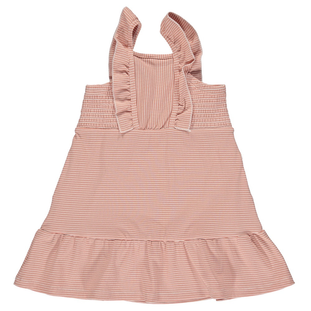 Vignette Ameera Dress (Pink/White Rib Stripe)-Apparel-Vignette--babyandme.ca
