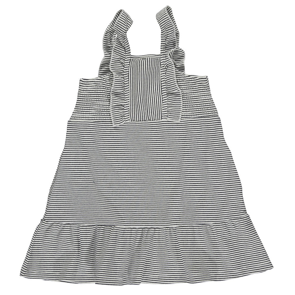 Vignette Ameera Dress (White/Black Rib Stripe)-Apparel-Vignette--babyandme.ca