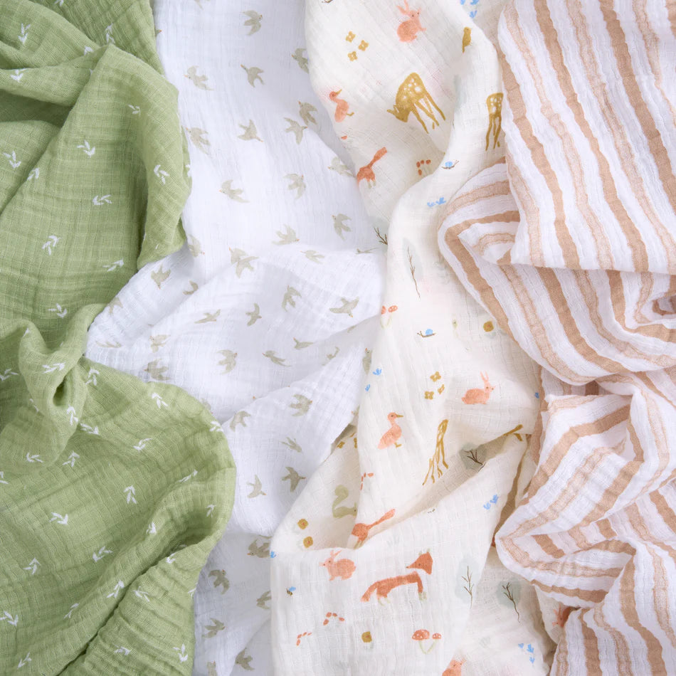 Aden + Anais Essentials Swaddle Set 4-Pack (Sage Woodland)