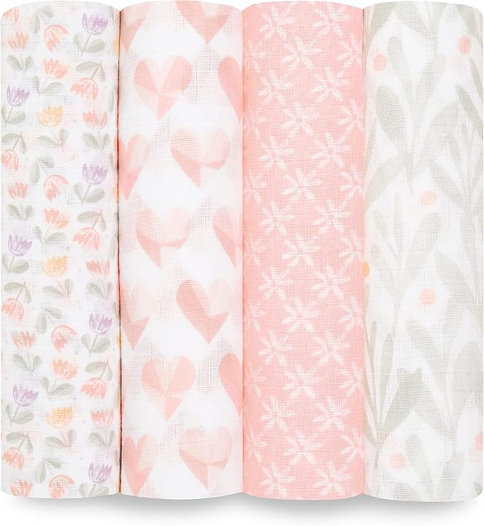 Aden + Anais Essentials Swaddle Set 4-Pack (Piece of My Heart)