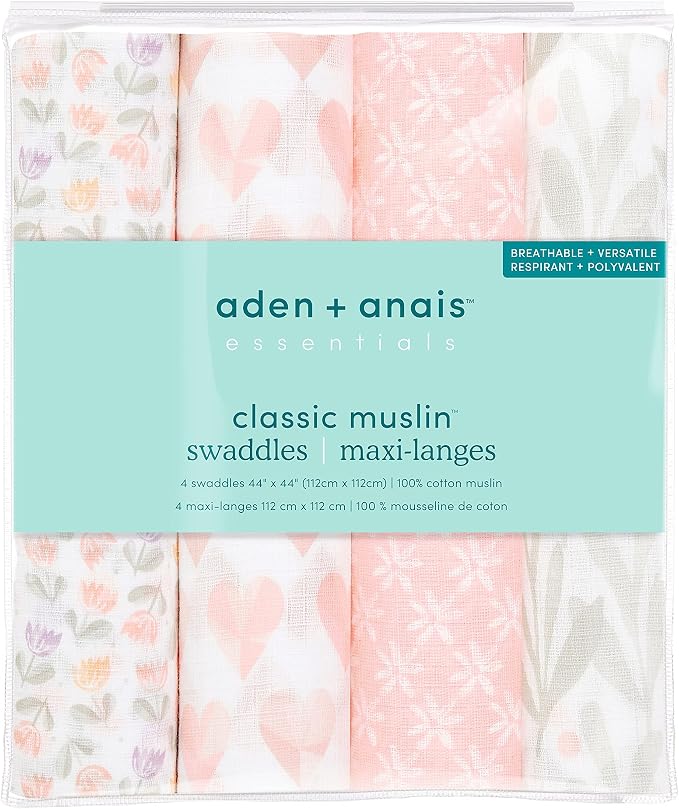 Aden + Anais Essentials Swaddle Set 4-Pack (Piece of My Heart)