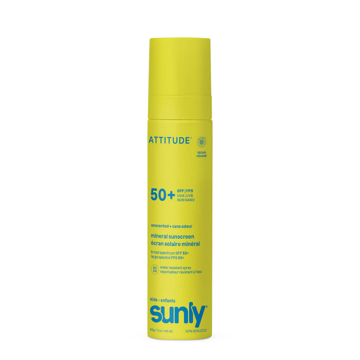 Attitude Sunly SPF 50 Kids Sunscreen Spray Unscented (85g)