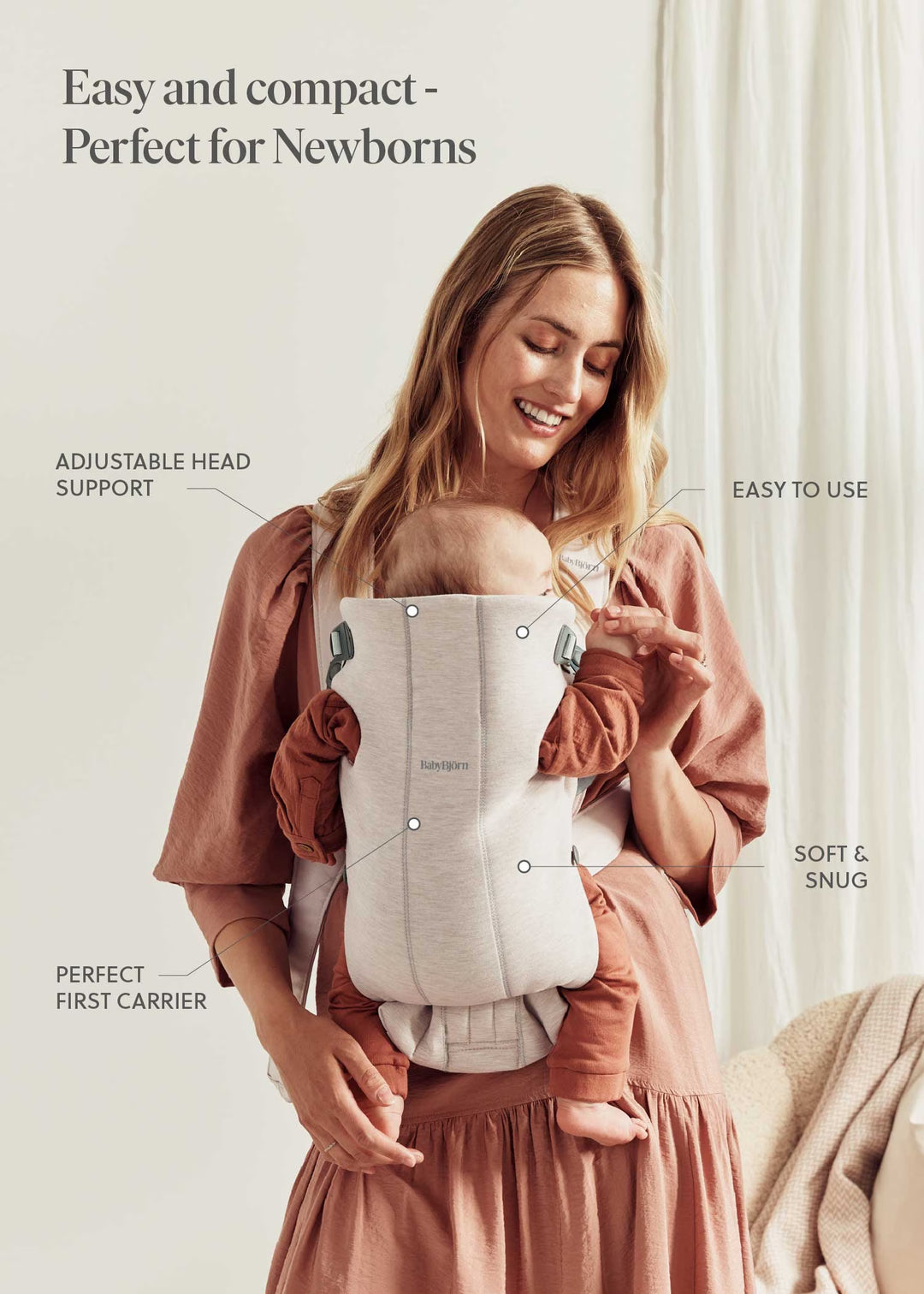 Baby Bjorn Baby Carrier Mini Woven (Dusty Pink)