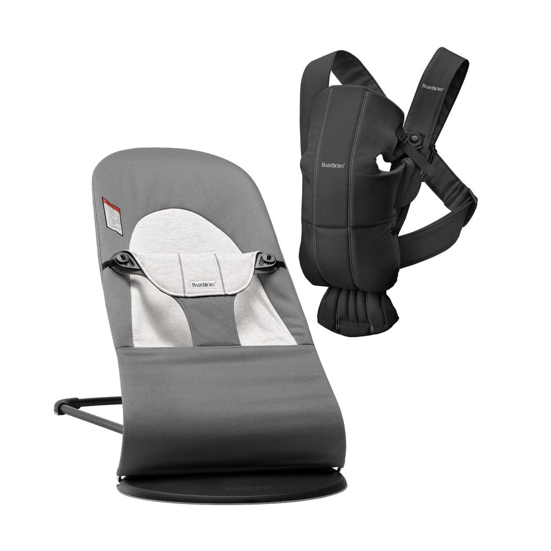 Baby Bjorn Bouncer Balance &amp; Baby Carrier Mini Bundle (Dark Grey/Black)
