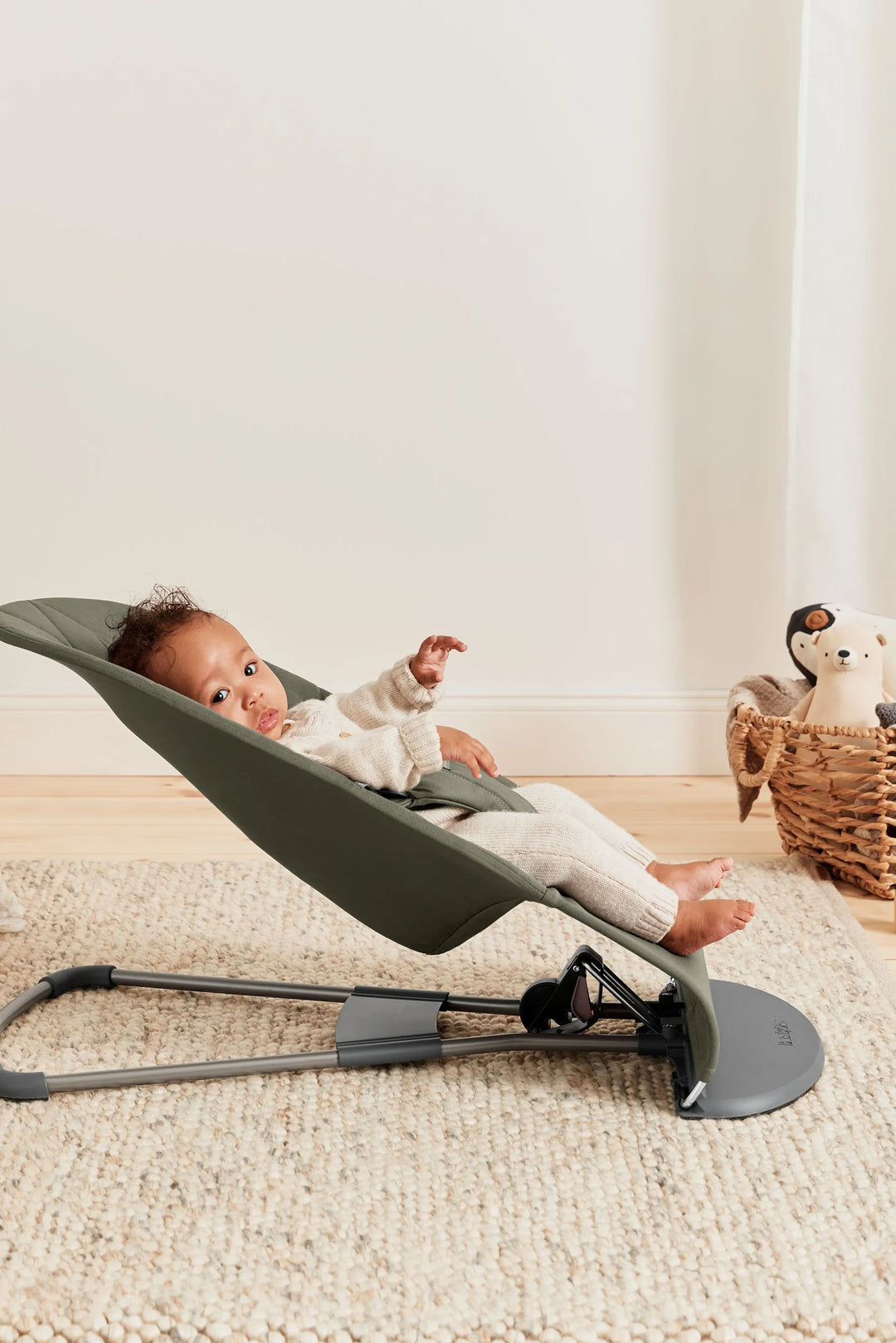 Baby Bjorn Bouncer Bliss Cotton Petal Quilt (Dark Green/Light Grey Frame)