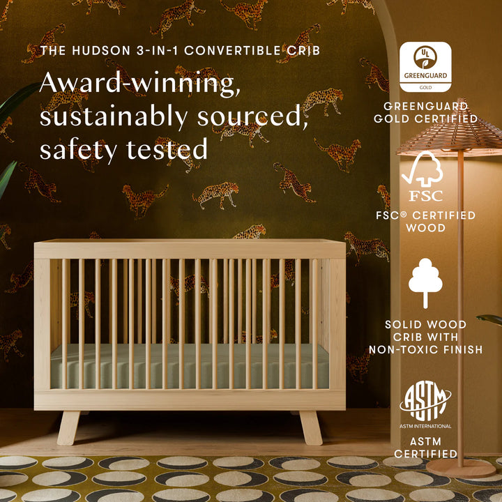 Babyletto Hudson 3-in-1 Crib with Toddler Bed Conversion Kit (Natural)