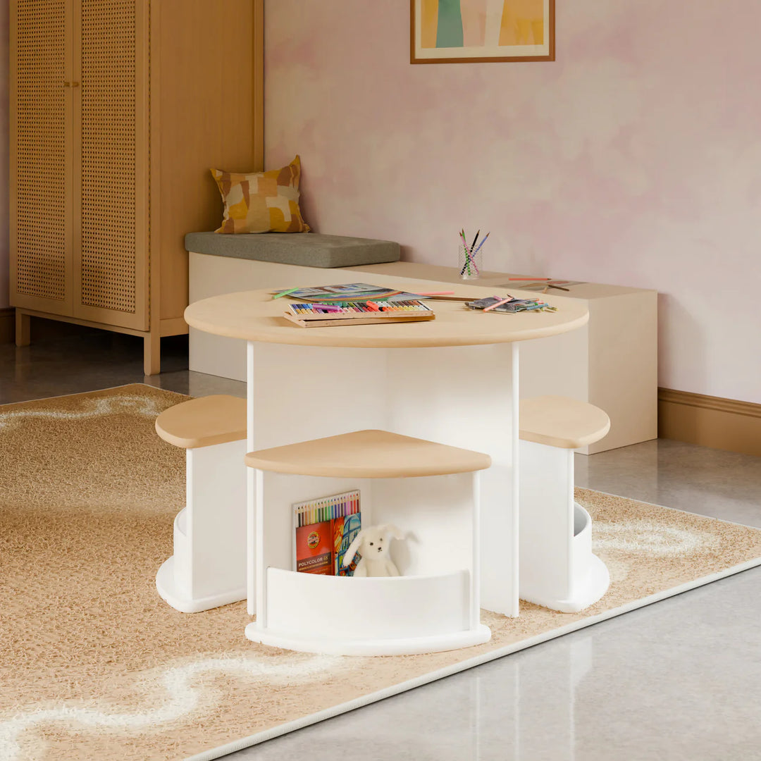 Babyletto Nessa Nesting Play Table (White/Washed Natural)