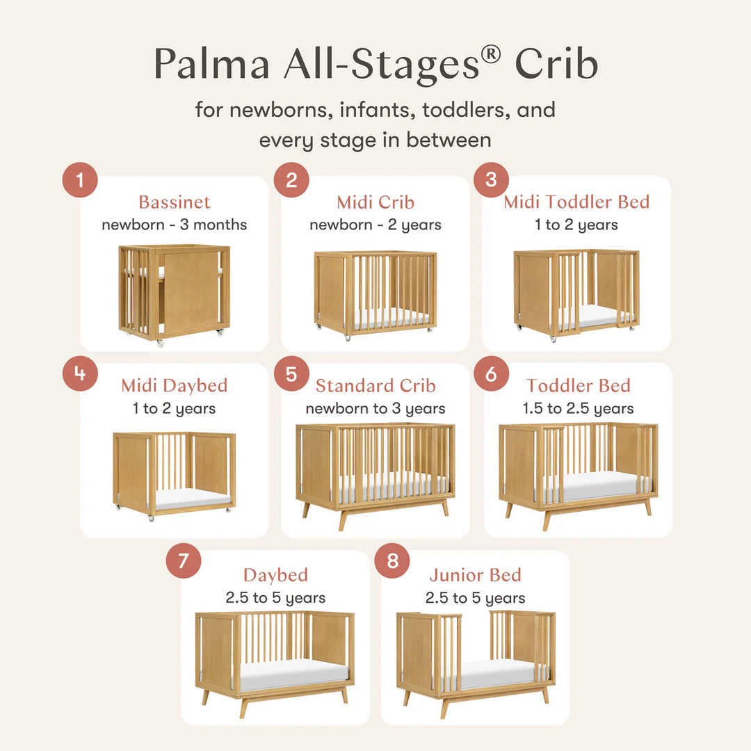 Babyletto Palma 8-in-1 Convertible All-Stages Crib (Honey)