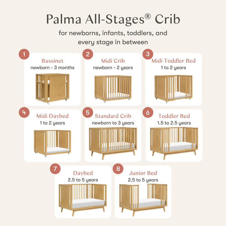 Babyletto Palma 8-in-1 Convertible All-Stages Crib (Honey)
