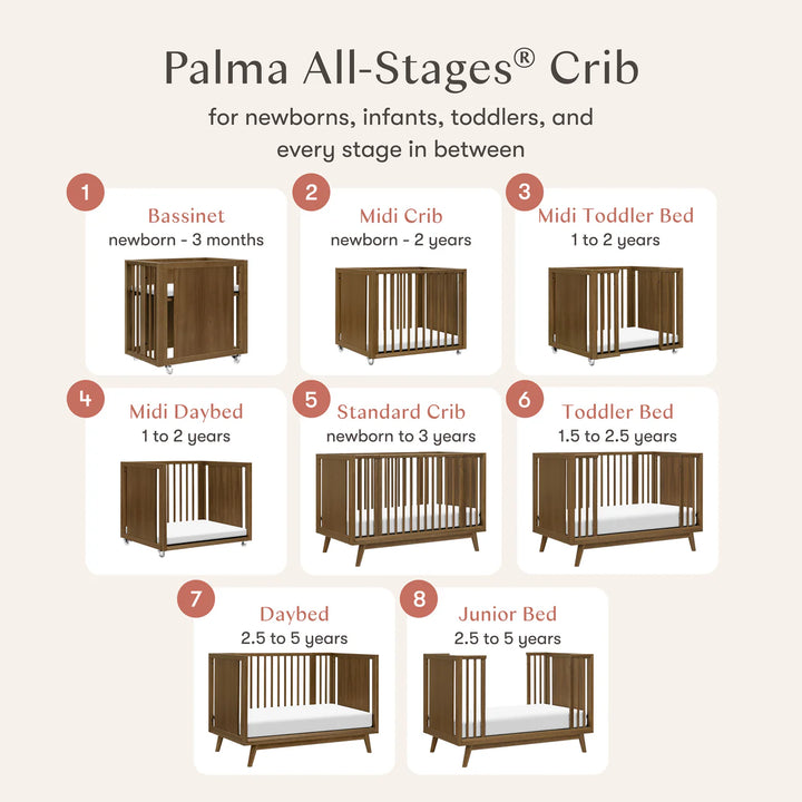 Babyletto Palma 8-in-1 Convertible All-Stages Crib (Natural Walnut)