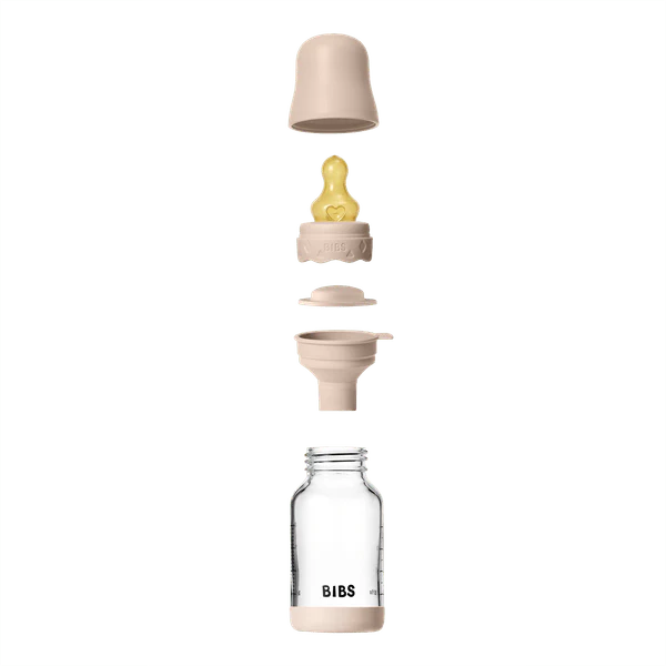 BIBS Baby Glass Bottle Round Latex Slow Flow 120ml (Boheme Blush)