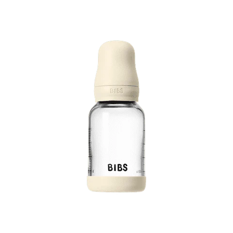 BIBS Baby Glass Bottle Round Latex Slow Flow 120ml (Ivory)