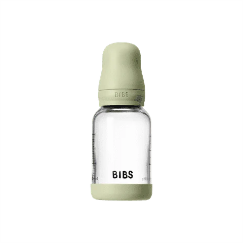 BIBS Baby Glass Bottle Round Latex Slow Flow 120ml (Sage)
