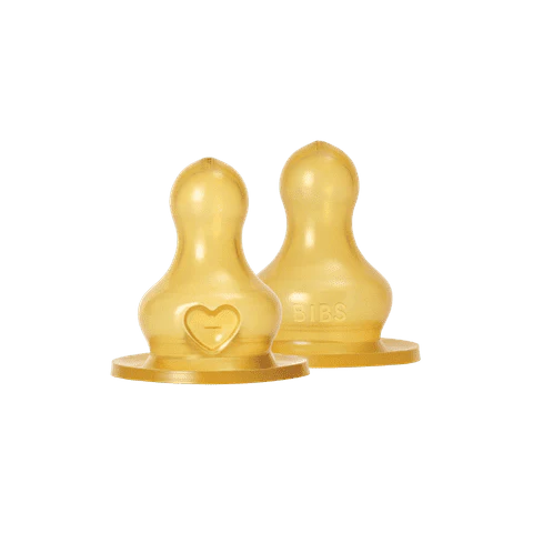 BIBS Bottle Nipple Round Latex 2 Pack (Fast Flow)